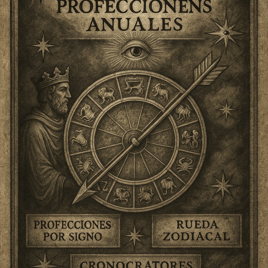 Rueda zodiacal con una flecha que avanza signo por signo