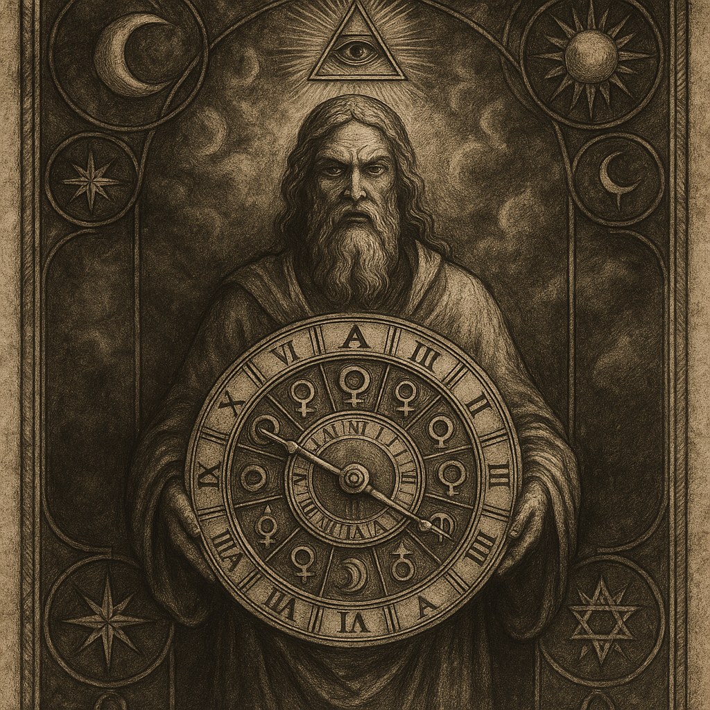 Reloj astrológico con planetas marcando periodos