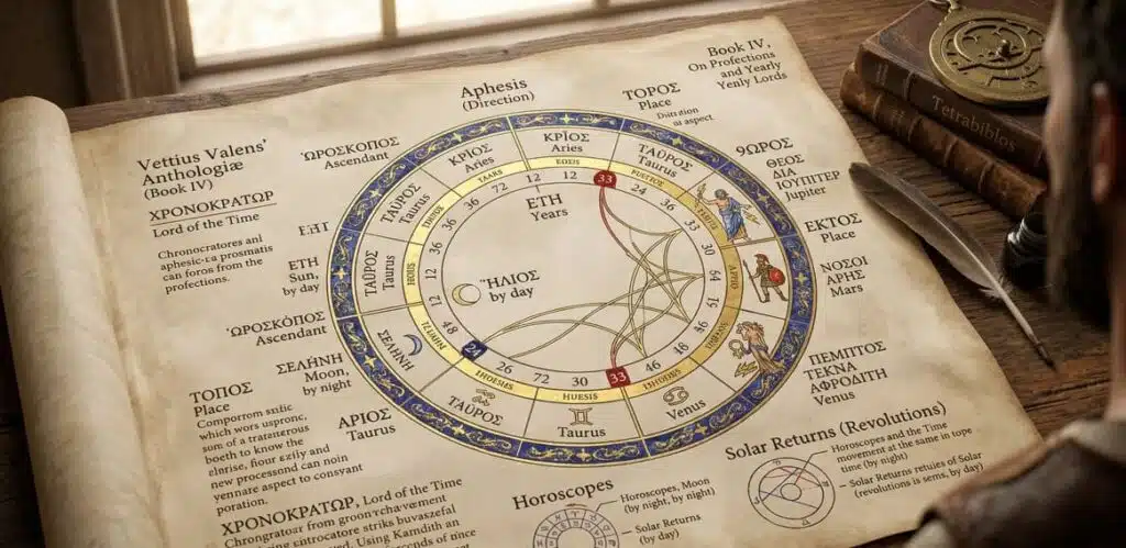 Profecciones Anuales en la Astrología Tradicional: La Doctrina de Vettius Valens y el Dominio del Tiempo