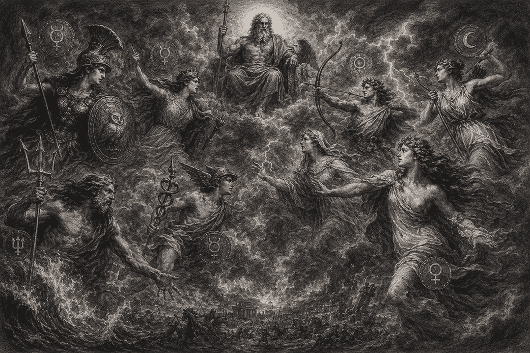 La Teomachia y los Planetas: Qué Dice la Astrología Tradicional sobre la Batalla de los Dioses